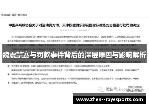 魏震禁赛与罚款事件背后的深层原因与影响解析